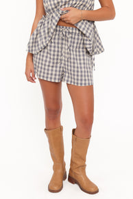 BOTTOMS Rory Shorts - Slate Blue Gingham