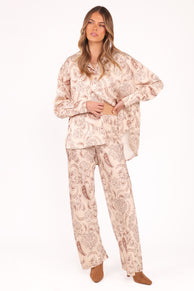 BOTTOMS Rosalie Satin Pant - Brown Paisley