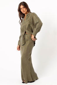 BOTTOMS @Rowen Maxi Skirt - Olive