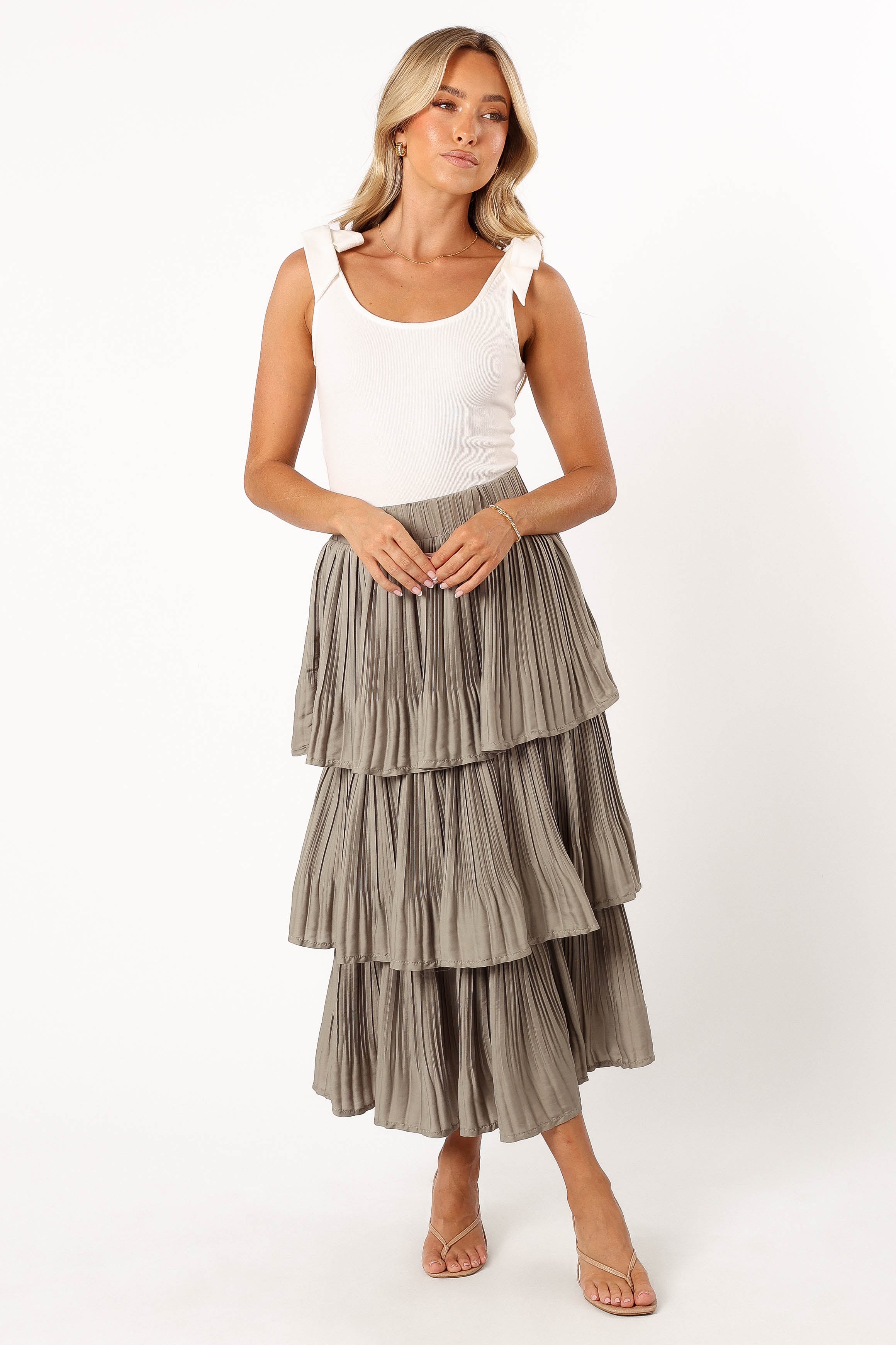 BOTTOMS @Rylan Maxi Skirt - Dusty Sage