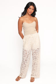 BOTTOMS Sabina Lace Wide Leg Pant - Cream