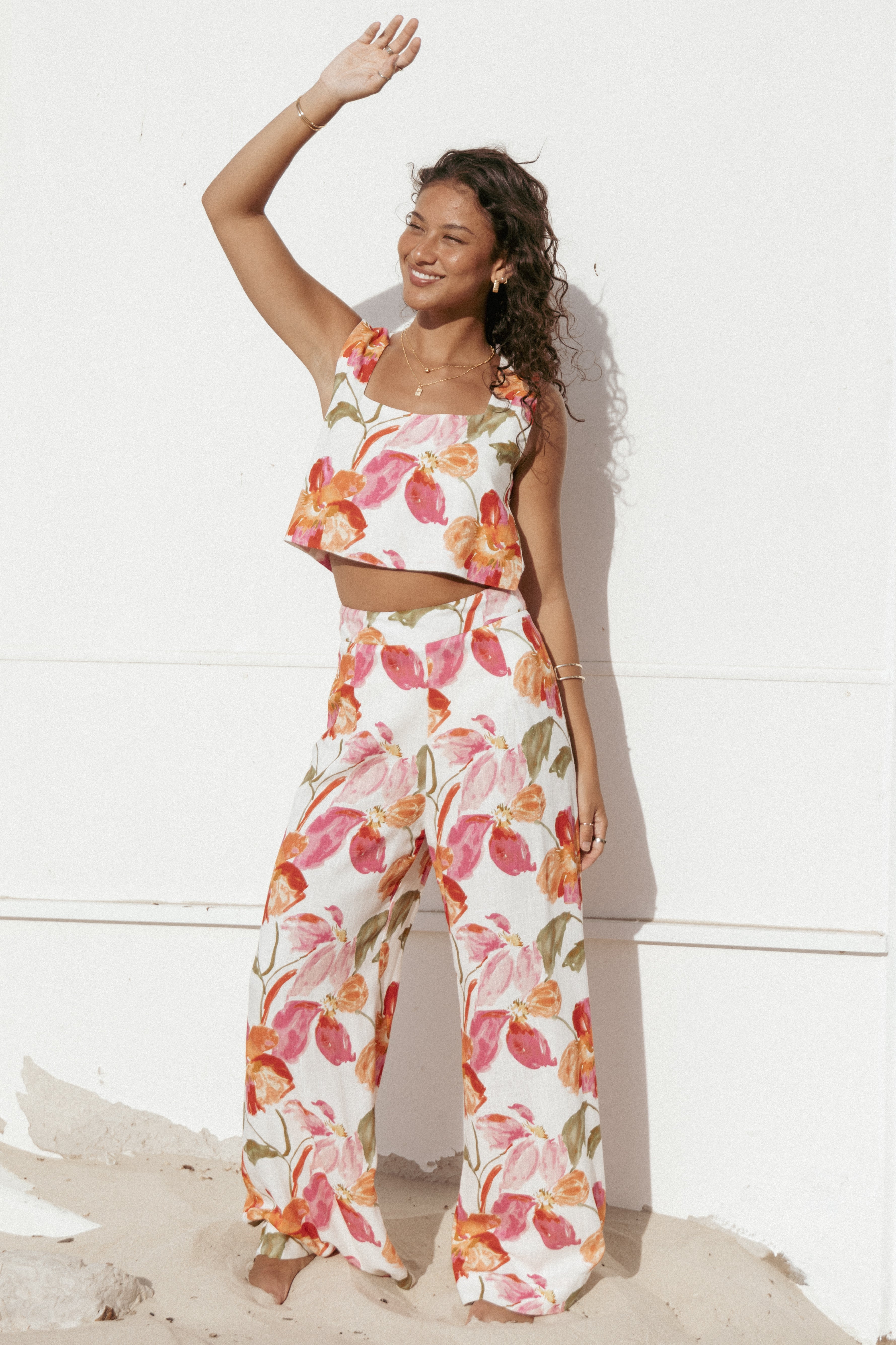 BOTTOMS Saffra Wide Leg Pants - Everlyn Print