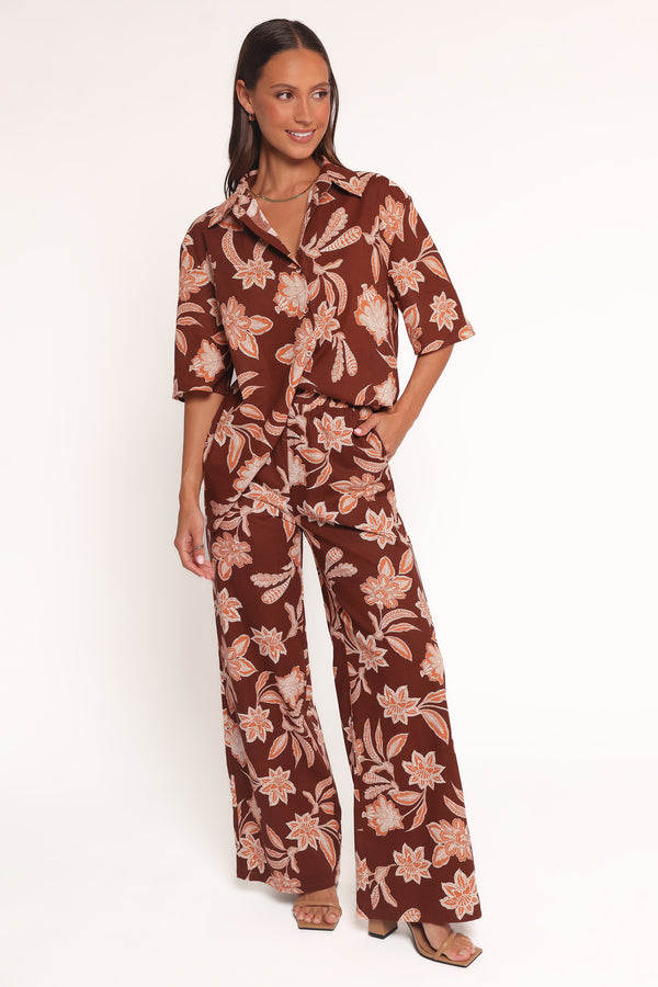 BOTTOMS Samira Wide Leg Pant - Orange Floral