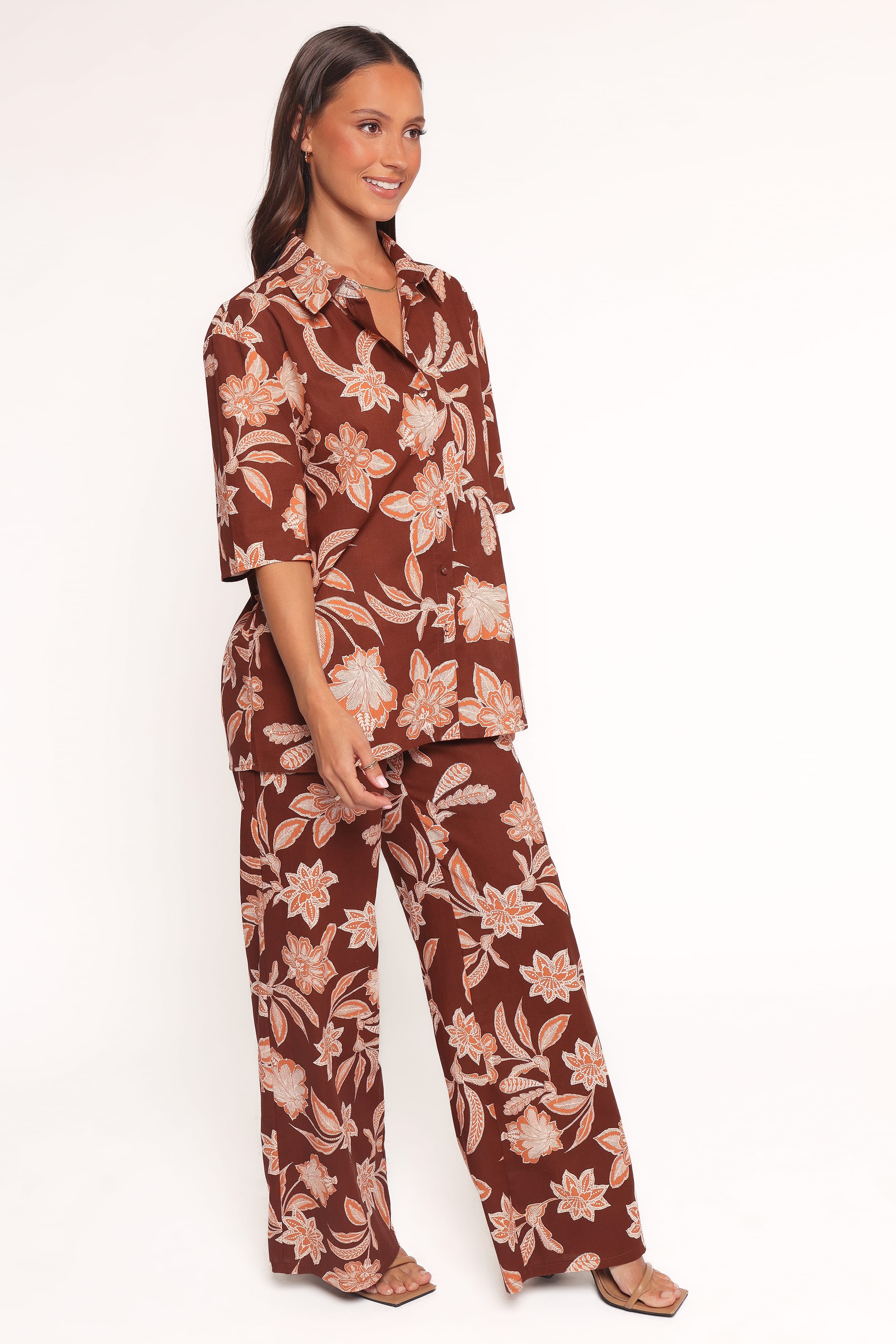 BOTTOMS Samira Wide Leg Pant - Orange Floral