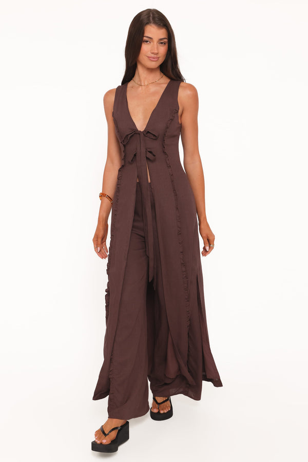 BOTTOMS Samiya Frill Pants - Dark Brown