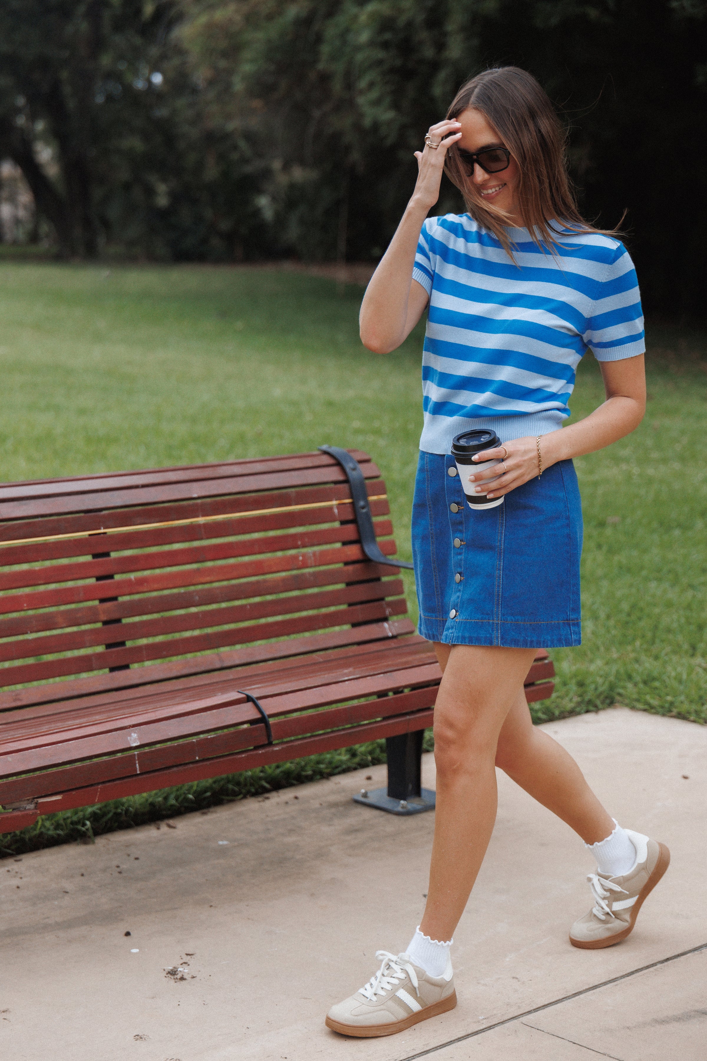 BOTTOMS Sara Button Front Denim Mini Skirt - Dark Wash