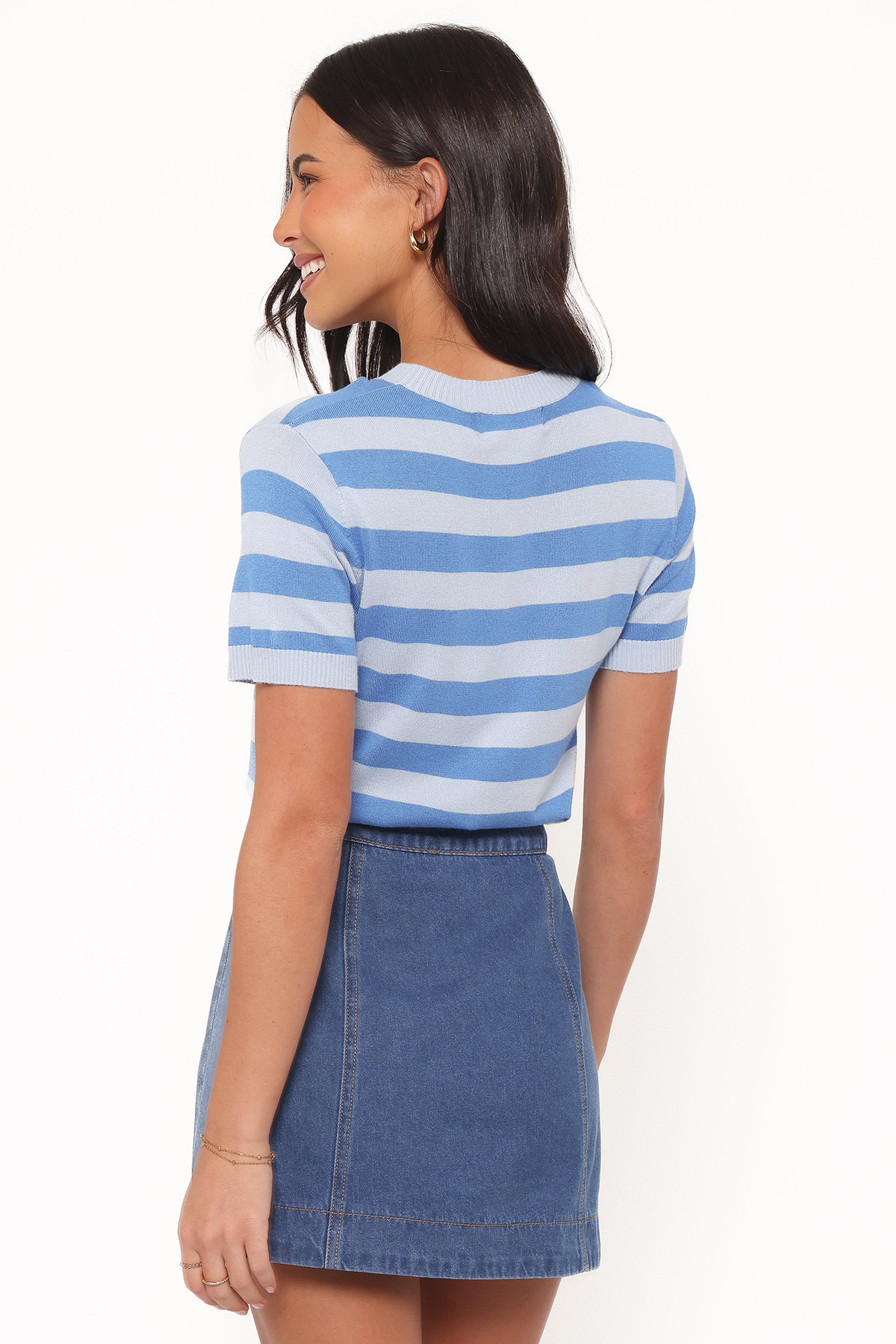 BOTTOMS Sara Button Front Denim Mini Skirt - Dark Wash