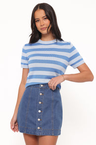 BOTTOMS Sara Button Front Denim Mini Skirt - Dark Wash