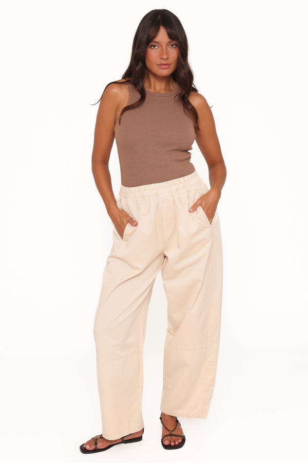 BOTTOMS Sasha Cropped Barrel Jean - Ecru