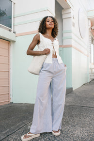 BOTTOMS Savanna Striped Pants - White