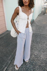 BOTTOMS Savanna Striped Pants - White