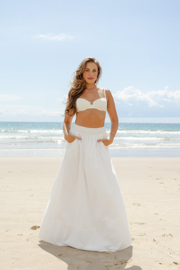 BOTTOMS Savie Bow Detail Maxi Skirt - White