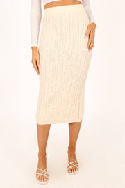 BOTTOMS @Sheridan Knit Midi Skirt - Off White