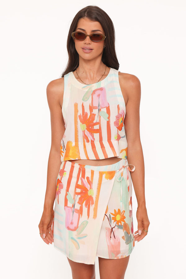 BOTTOMS Siena Wrap Skirt - Blue Alfresco Floral