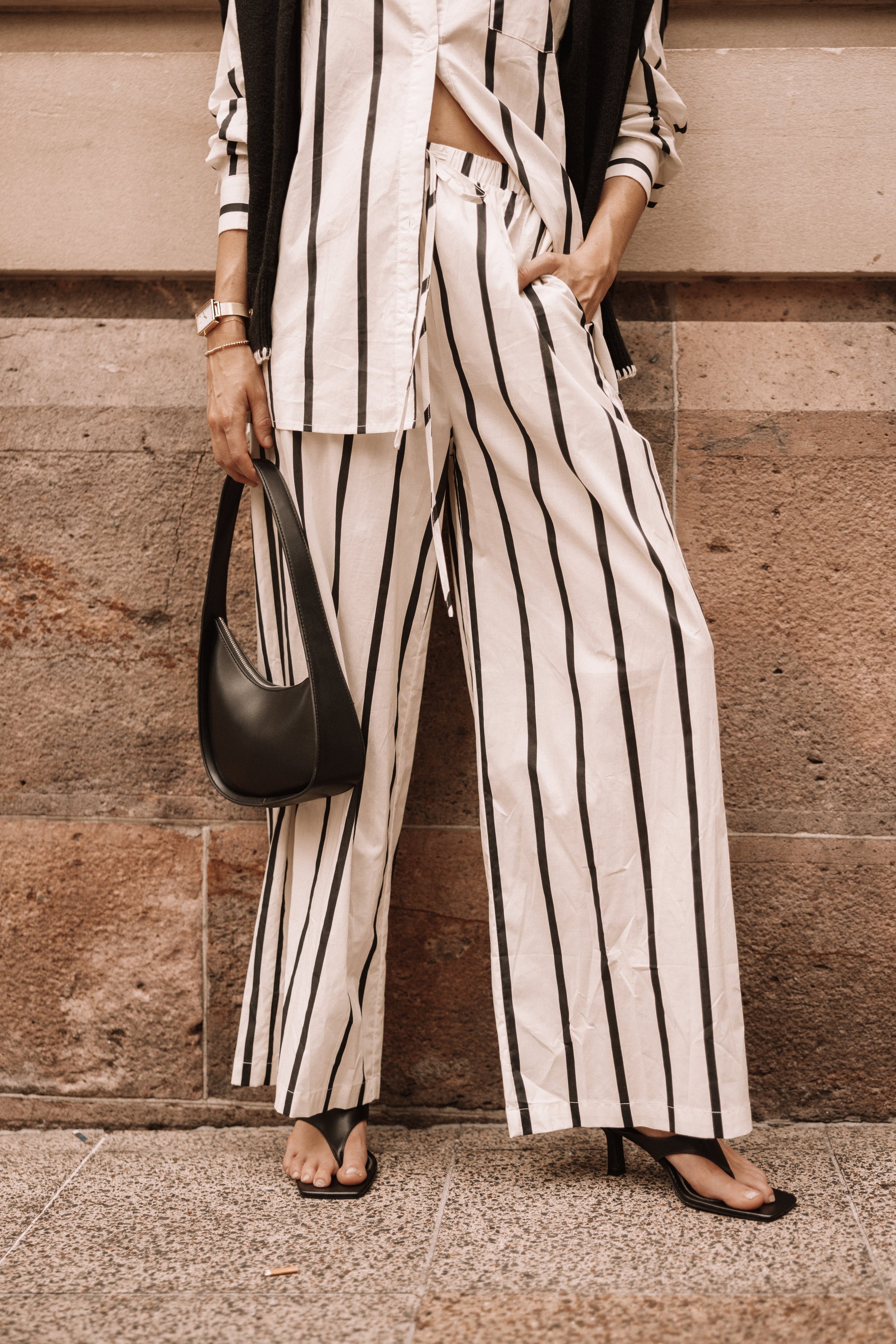 BOTTOMS @Silvia Pant - Cream Stripe (Hold for Winter Essentials)