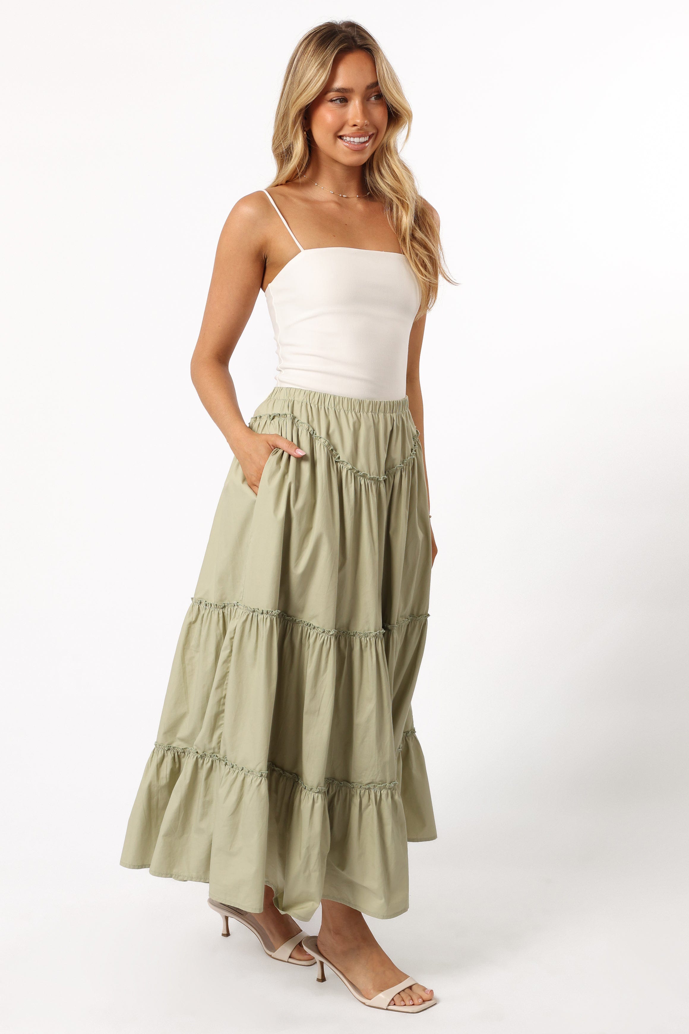 BOTTOMS Somerset Midi Skirt - Pistachio