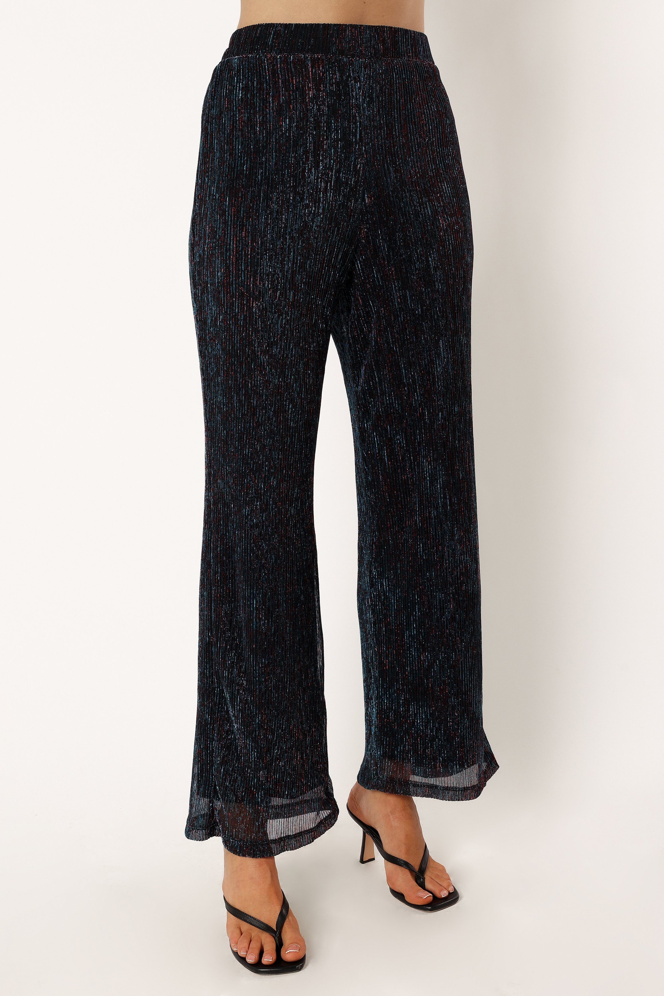 BOTTOMS @Sonja Wide Leg Pant - Black Teal