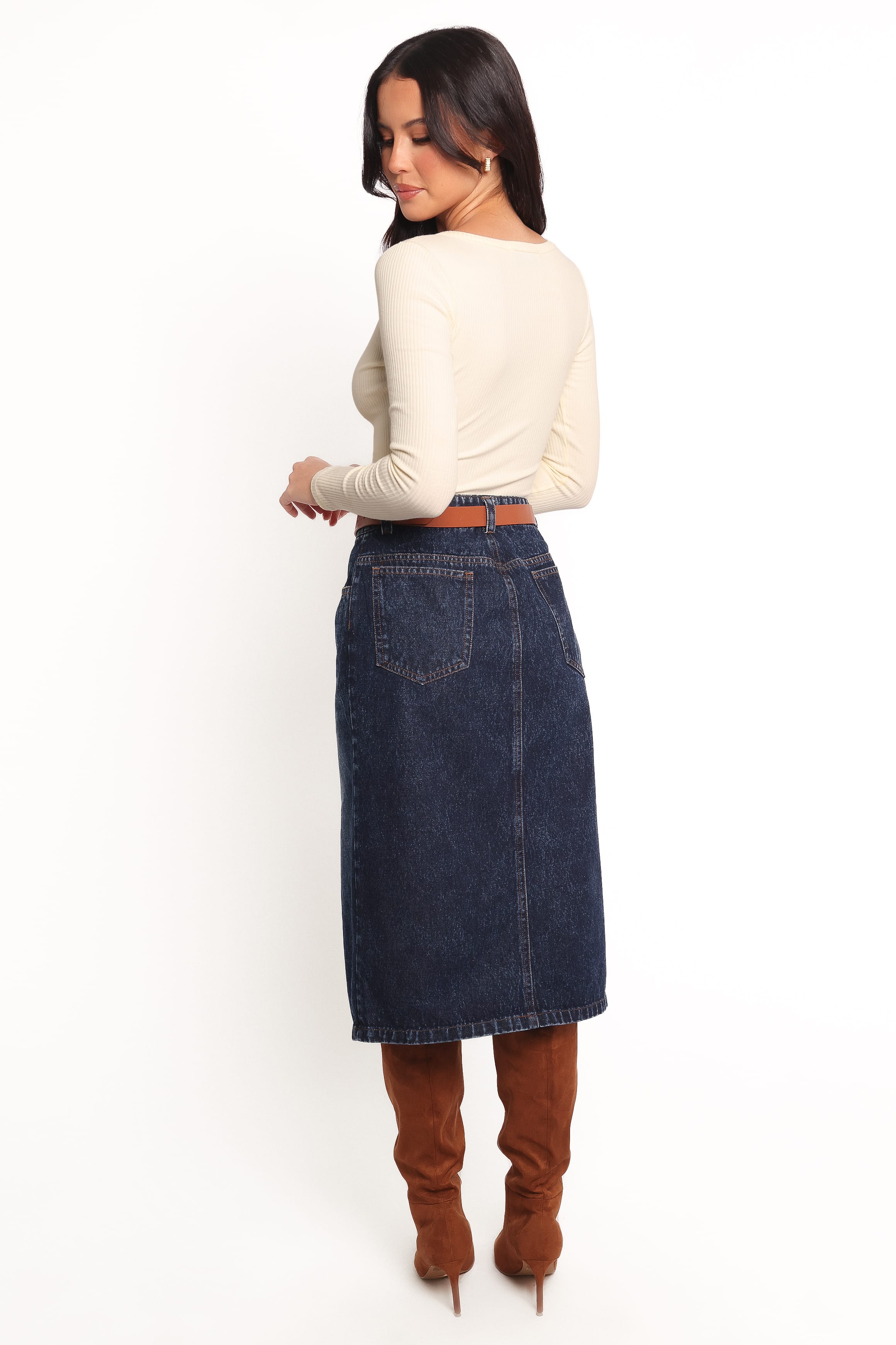 BOTTOMS Starcie Denim Midi Skirt - Medium Denim