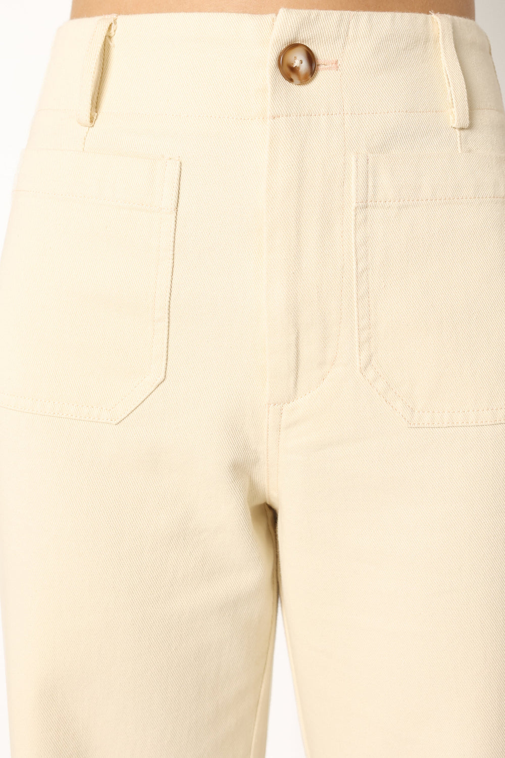 BOTTOMS @Sully Contrast Stitch Denim Jeans - Ecru