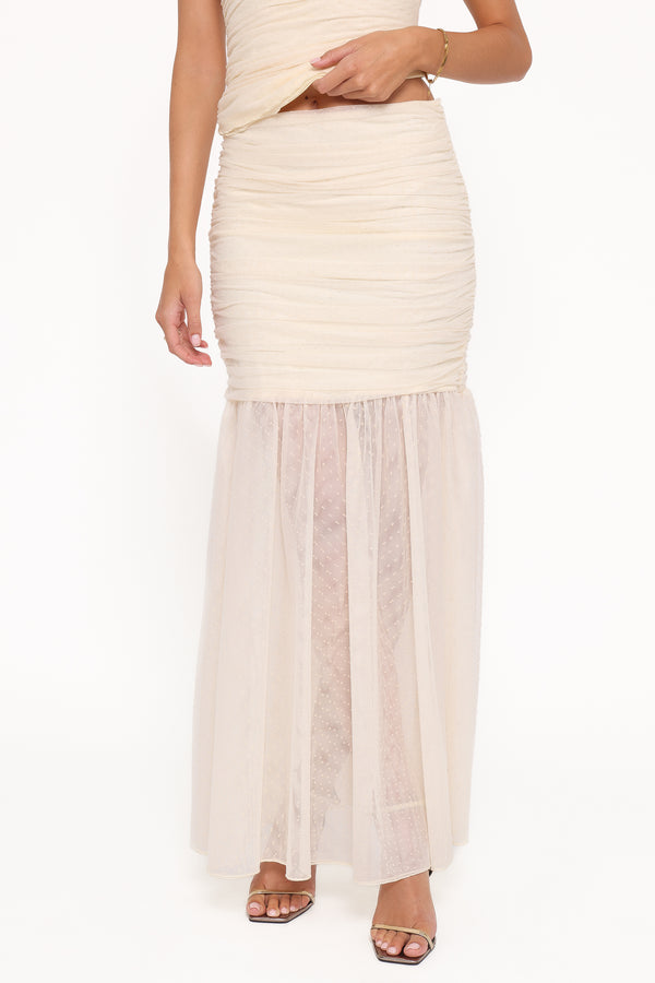 BOTTOMS Susan Mesh Drop Waist Skirt - Yellow