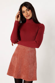 BOTTOMS @Tammy Cord Skirt - Brick
