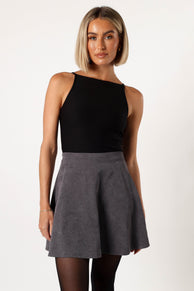 BOTTOMS @Tammy Cord Skirt - Charcoal