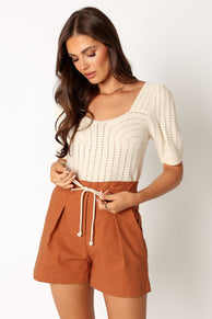 BOTTOMS @Tamra Paperbag Short - Clay
