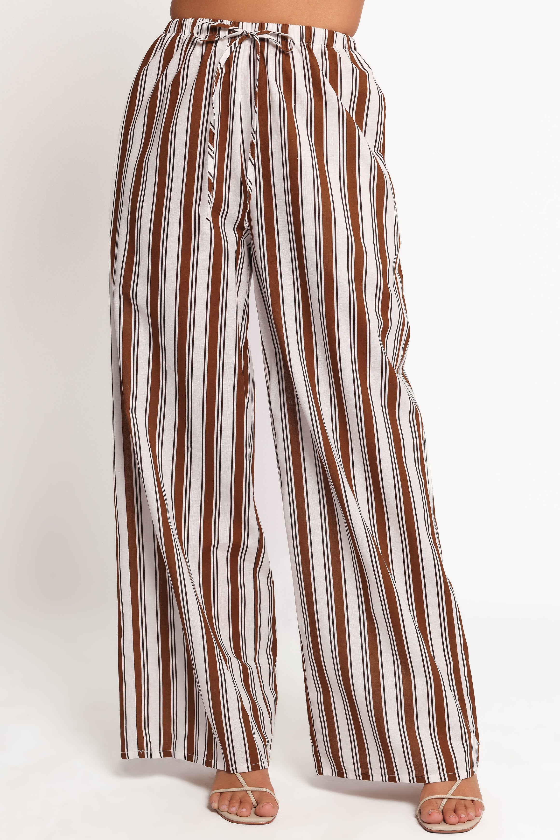 BOTTOMS Thalia Wide Leg Pant - Chocolate Stripe