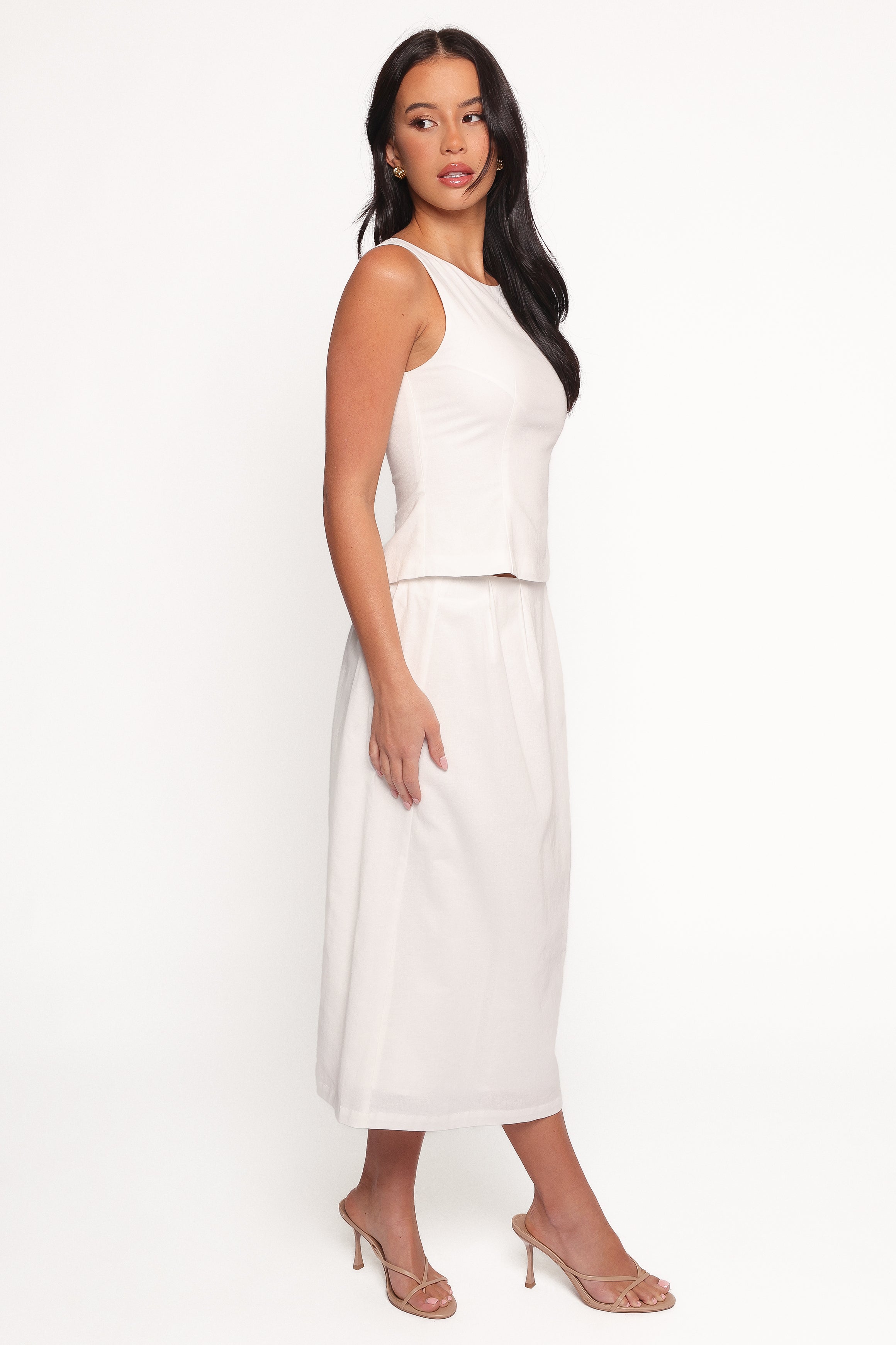 BOTTOMS Thelma Midi Skirt - White