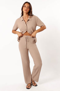 BOTTOMS @Tibi Ribbed Pant - Beige (Hold for Cool Beginnings)