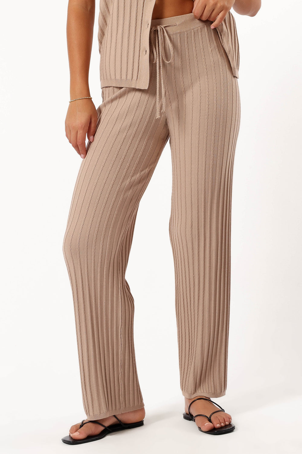 BOTTOMS @Tibi Ribbed Pant - Beige (Hold for Cool Beginnings)