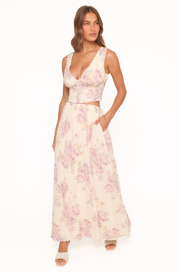 BOTTOMS Tinsley Maxi Skirt - Lavender Floral