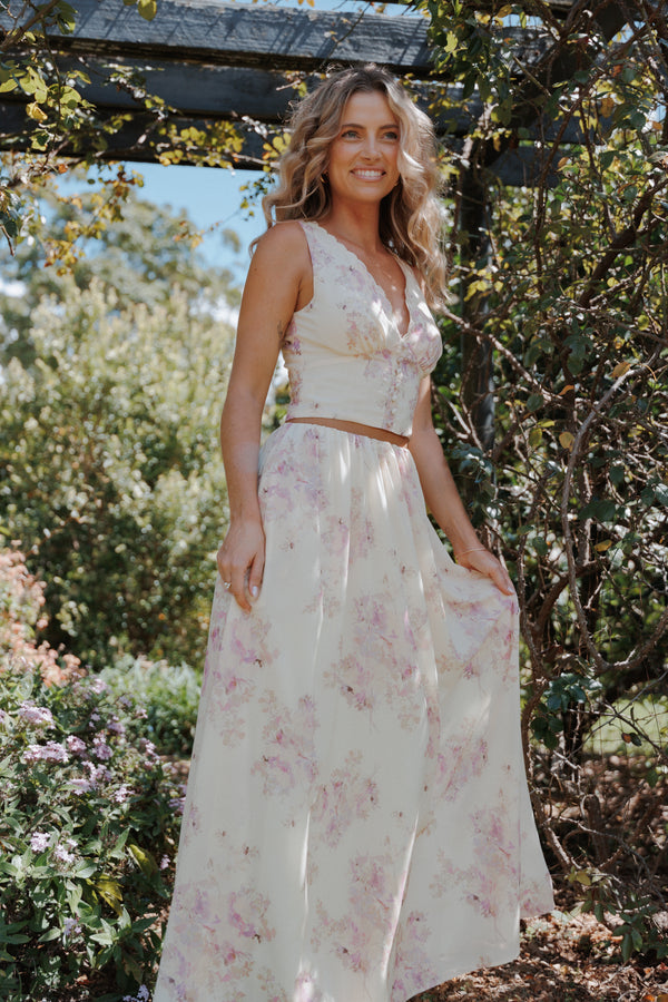 BOTTOMS Tinsley Maxi Skirt - Lavender Floral