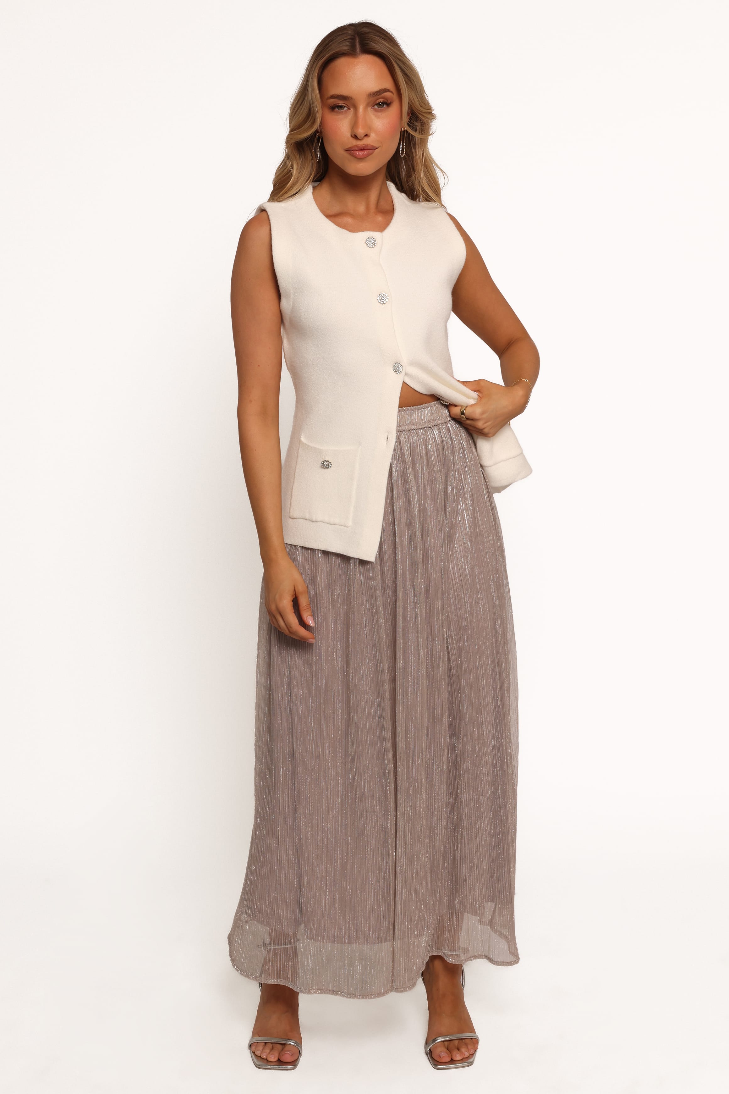 BOTTOMS Tricia Maxi Skirt - Silver