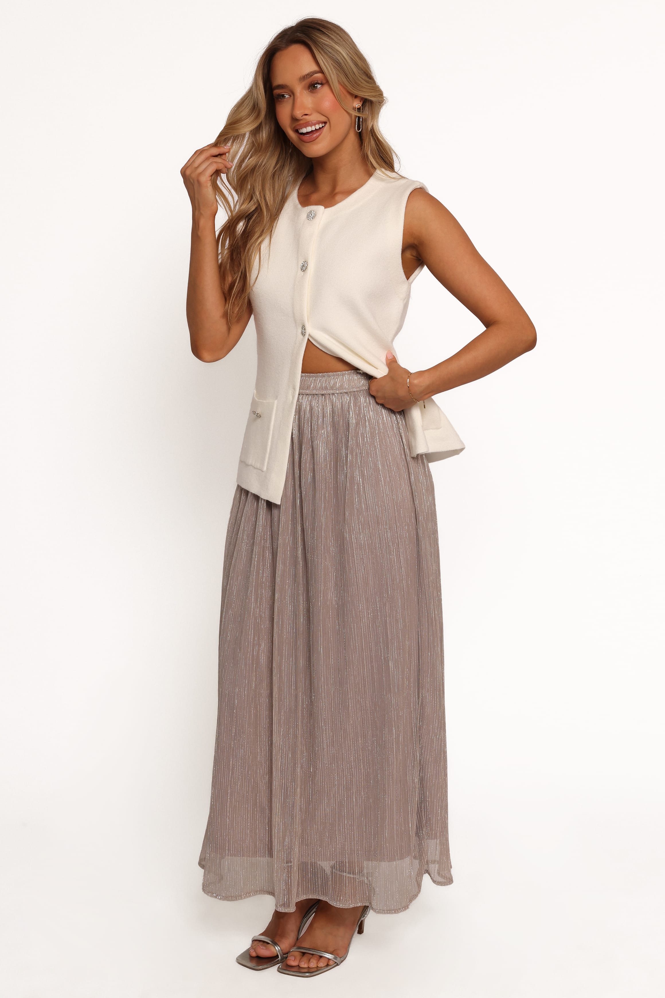 BOTTOMS Tricia Maxi Skirt - Silver