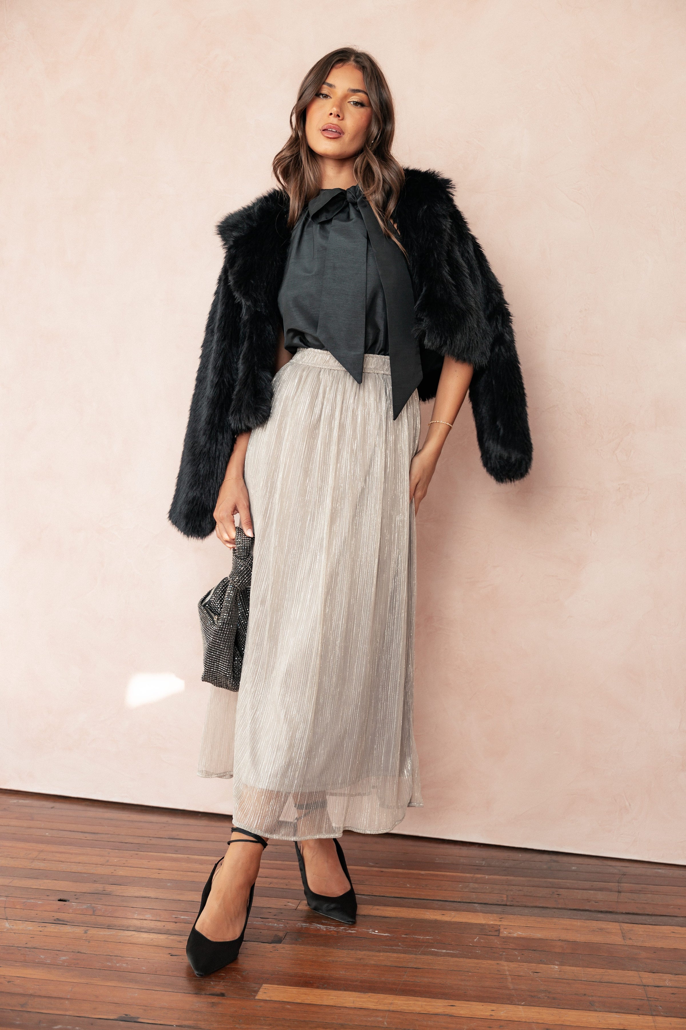 BOTTOMS Tricia Maxi Skirt - Silver
