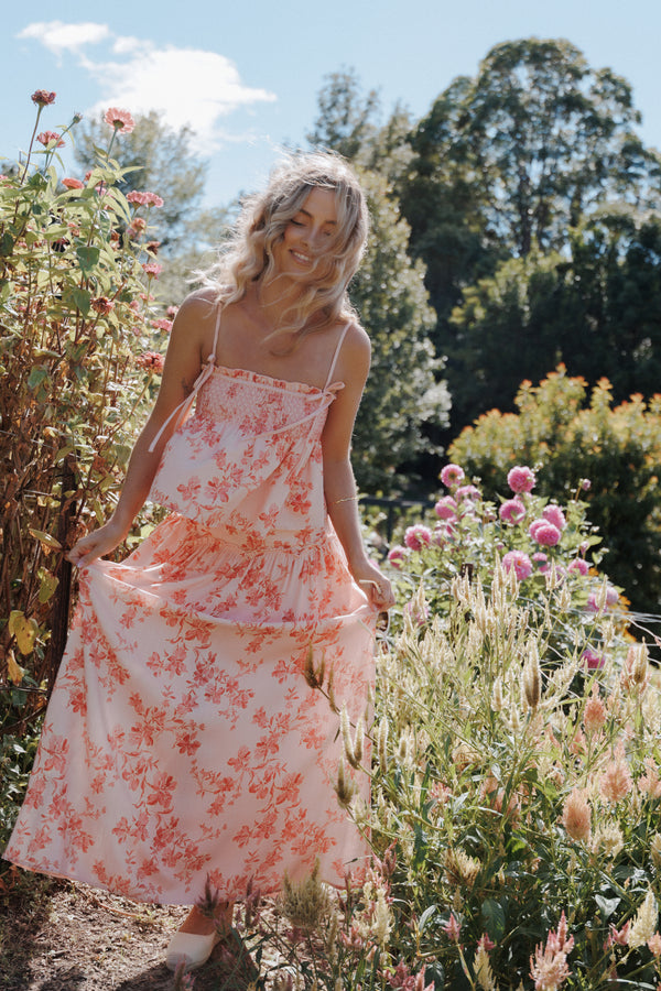 BOTTOMS Tyler Drop Waist Maxi Skirt - Rose Pink Floral