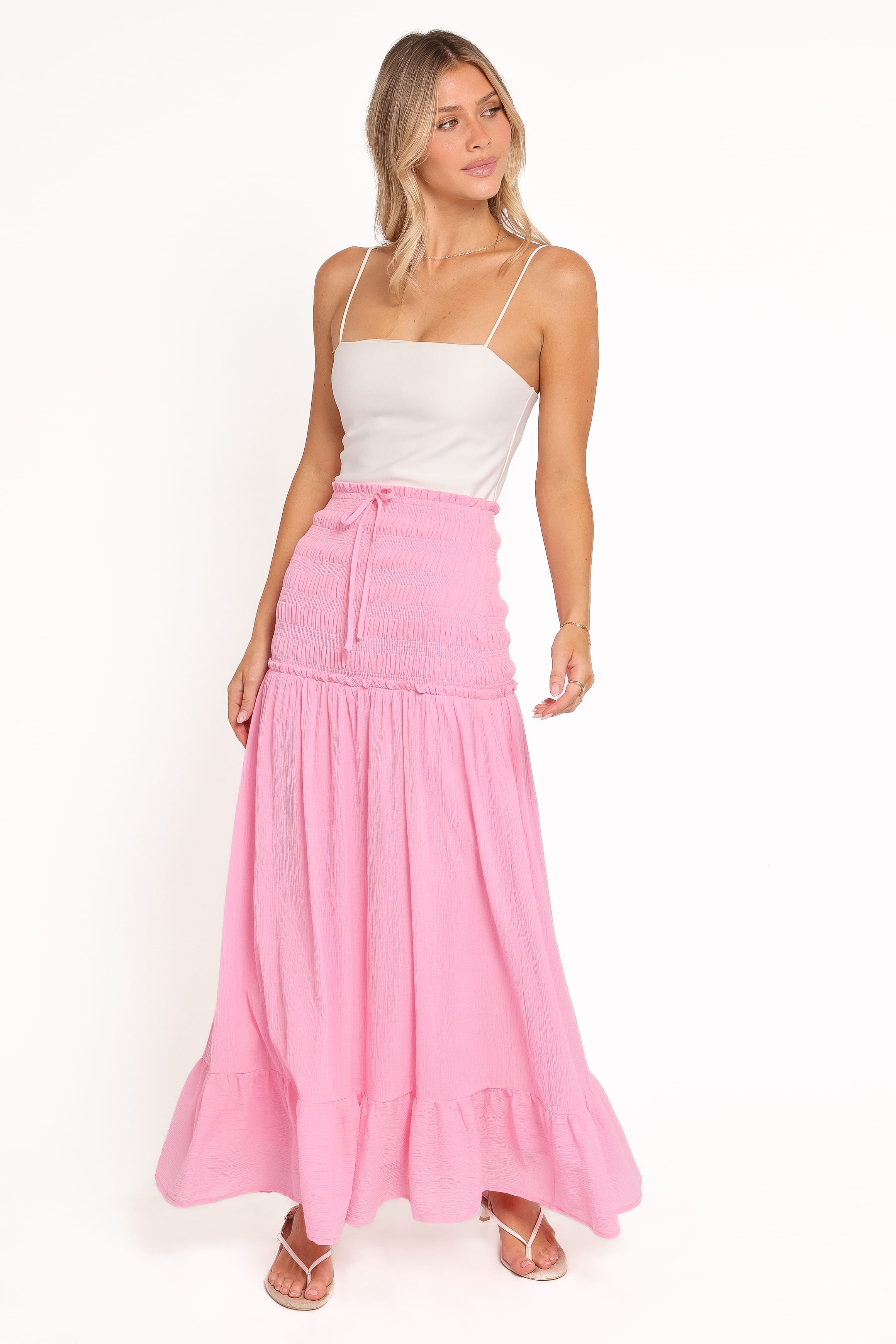 BOTTOMS Valerie Drop Waist Maxi Skirt - Pink