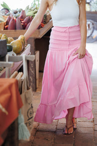 BOTTOMS Valerie Drop Waist Maxi Skirt - Pink