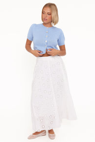 BOTTOMS Varia Eyelet Maxi Skirt - White