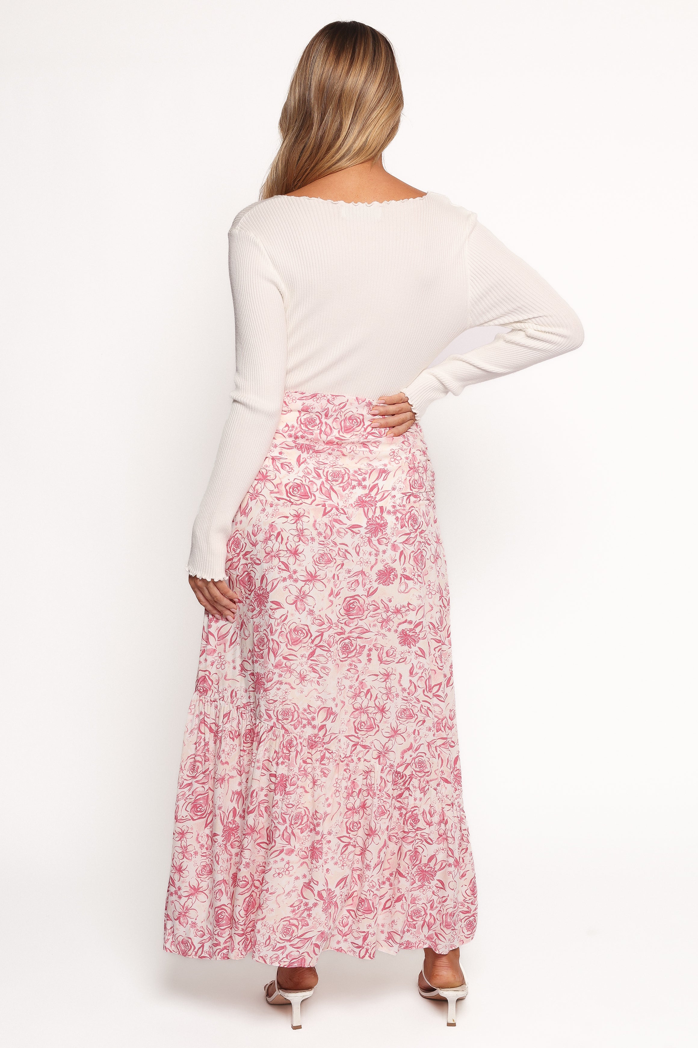 BOTTOMS Velda Ruched Maxi Skirt - Pink Floral