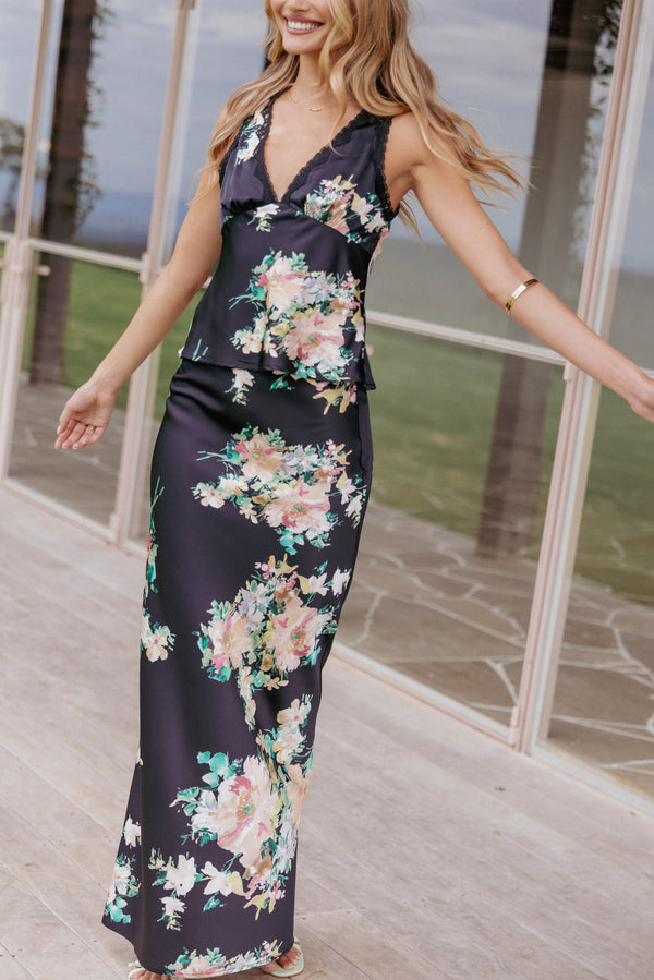 BOTTOMS Velman Skirt - Black Floral