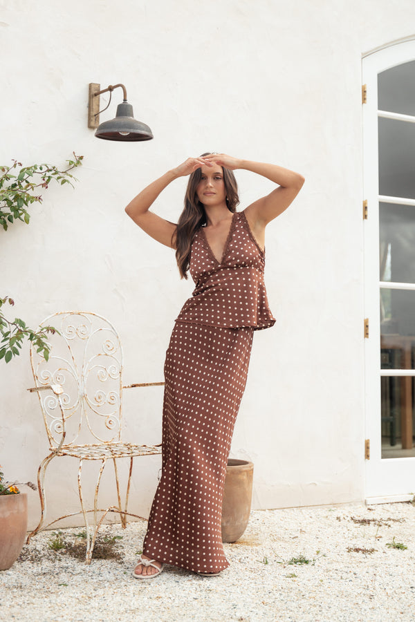 BOTTOMS Velman Skirt - Brown Polka Dot
