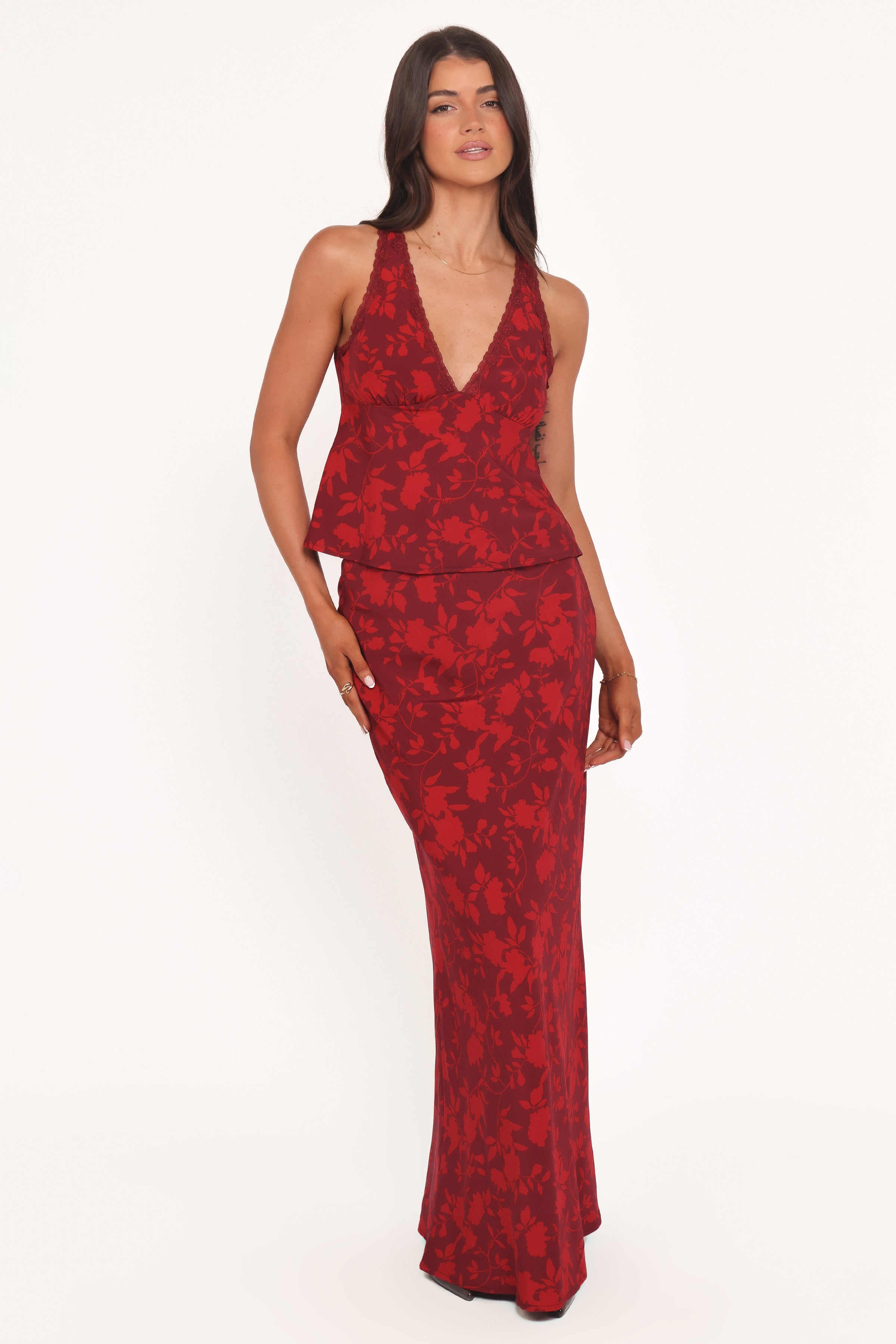 BOTTOMS Velman Skirt - Burgundy Floral