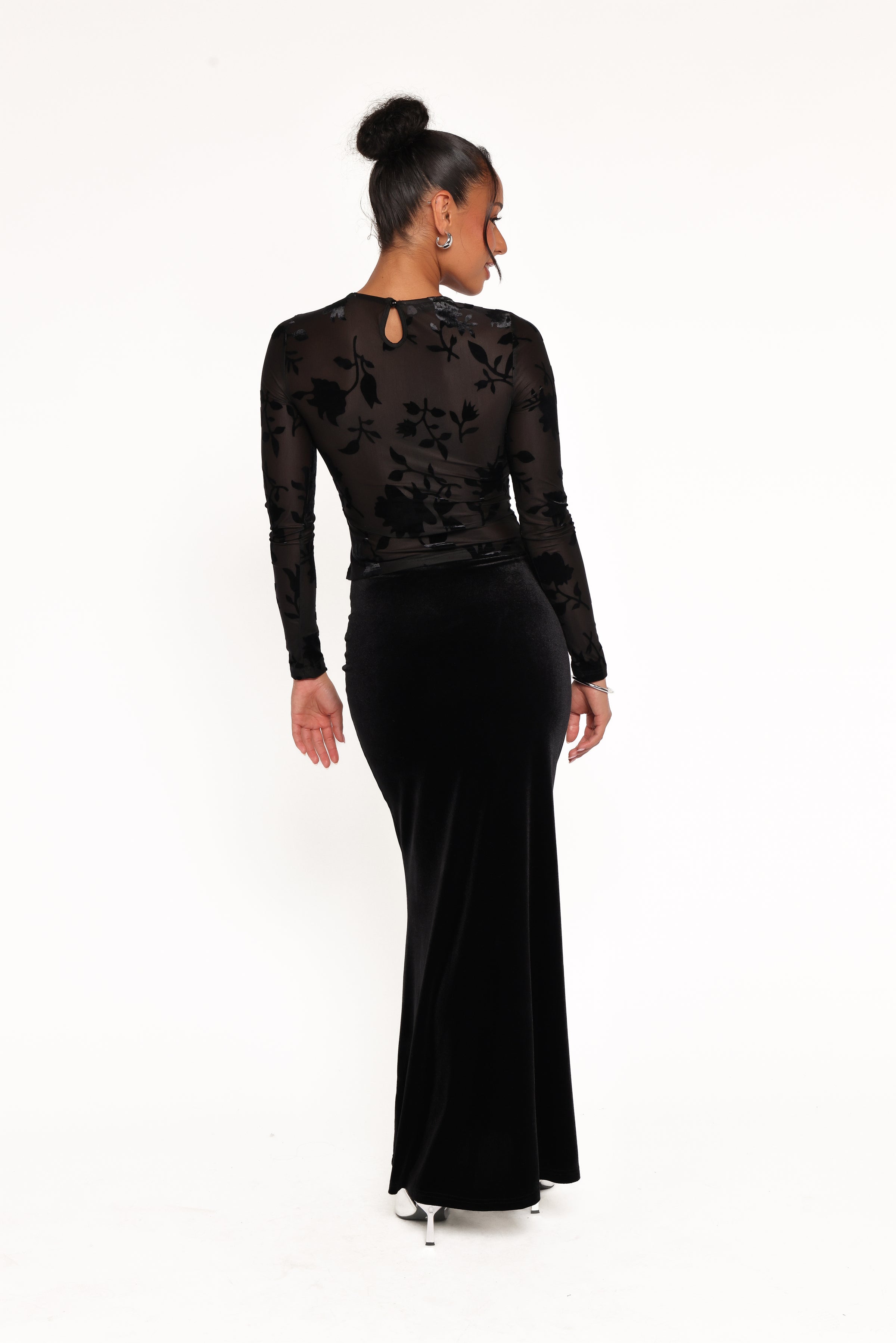 BOTTOMS Velman Velvet Maxi Skirt - Black