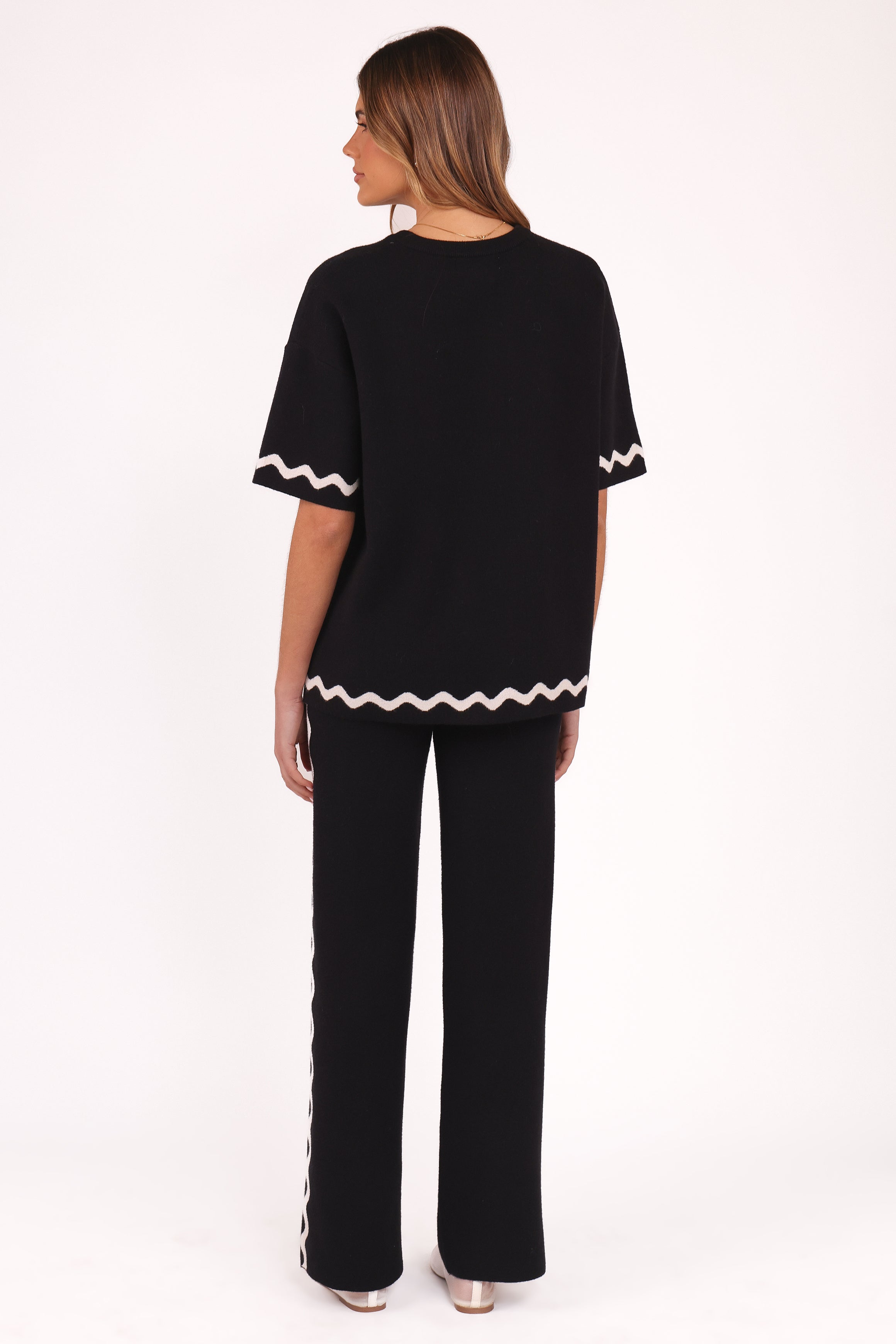 BOTTOMS Vespa Knitted Pant - Black White