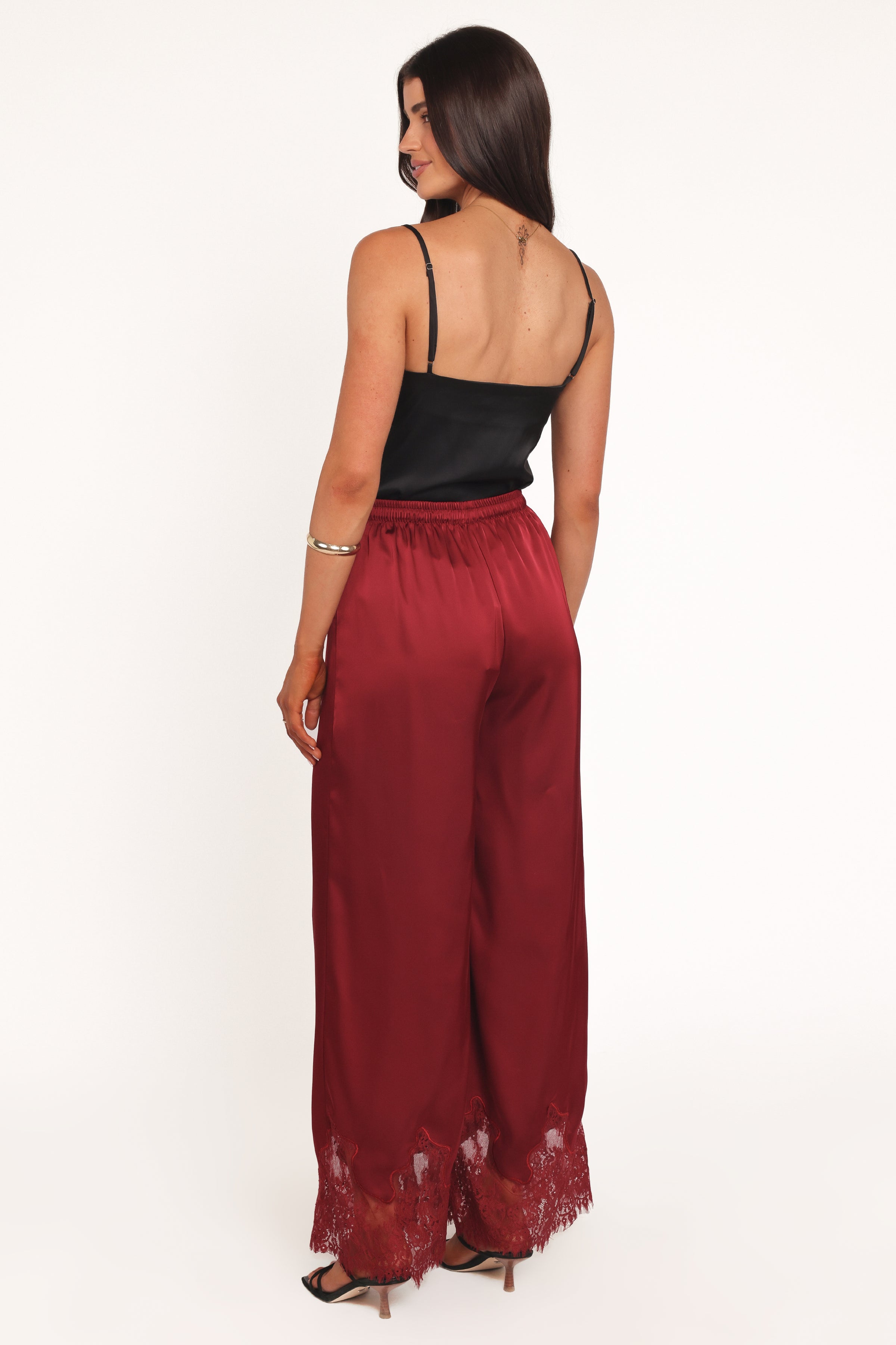 BOTTOMS Viola Drawstring Wide Leg Pant - Wine