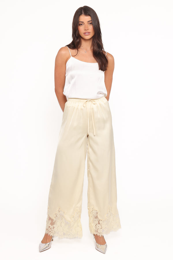 BOTTOMS Viola Drawstring Wide Leg Pant - Yellow