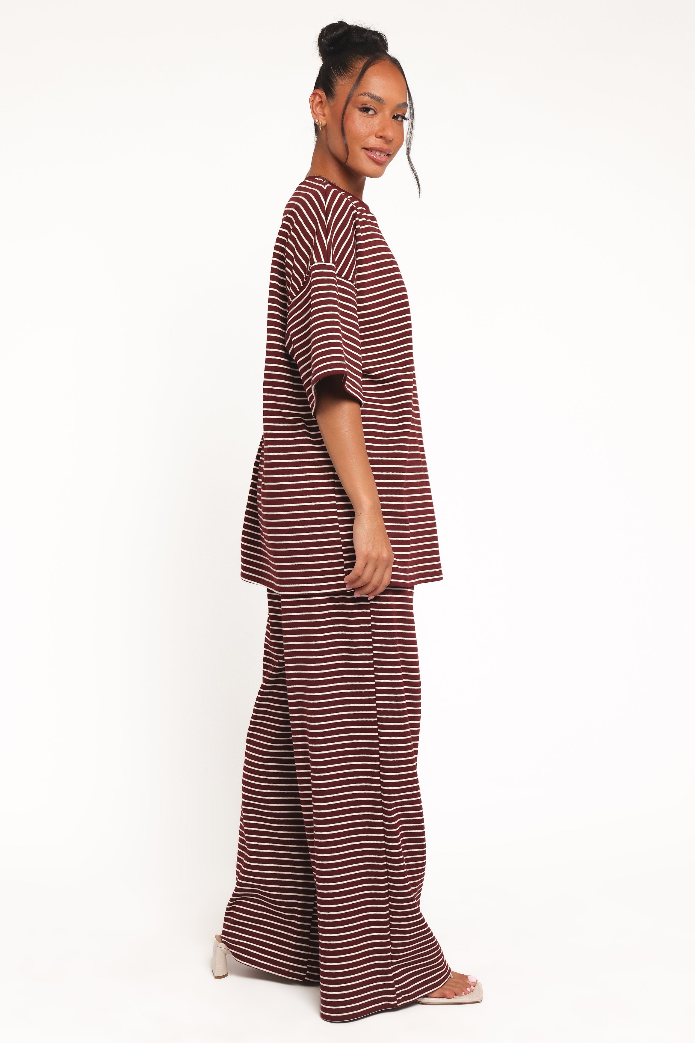 BOTTOMS Wilda Knit Pant - Burgundy Cream Stripe