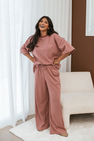 BOTTOMS Wilda Knit Pant - Pink Red Stripe